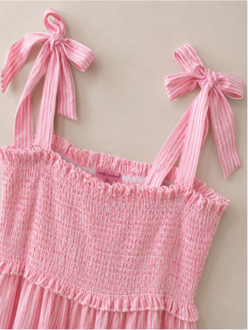 Simply Southern Pink White Gingham Seersucker Smocked Tiered Maxi Dress XXL Plus - Picture 5 of 10